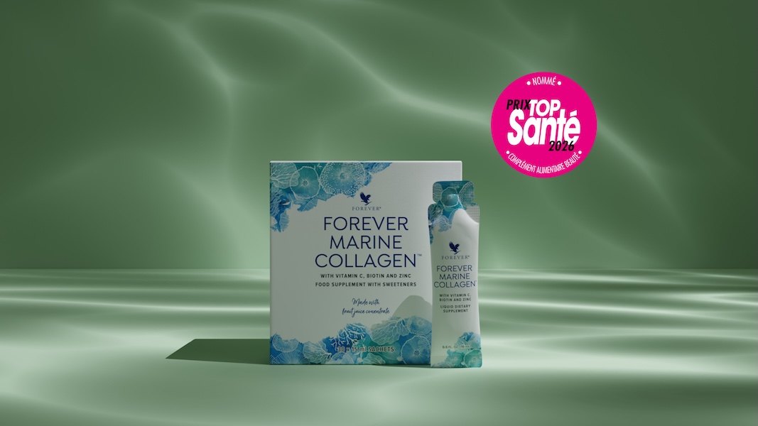 Forever Marine Collagen :<br />
Prix Top Santé 2026 - Nommé dans la Catégorie Complément Alimentaire Beauté